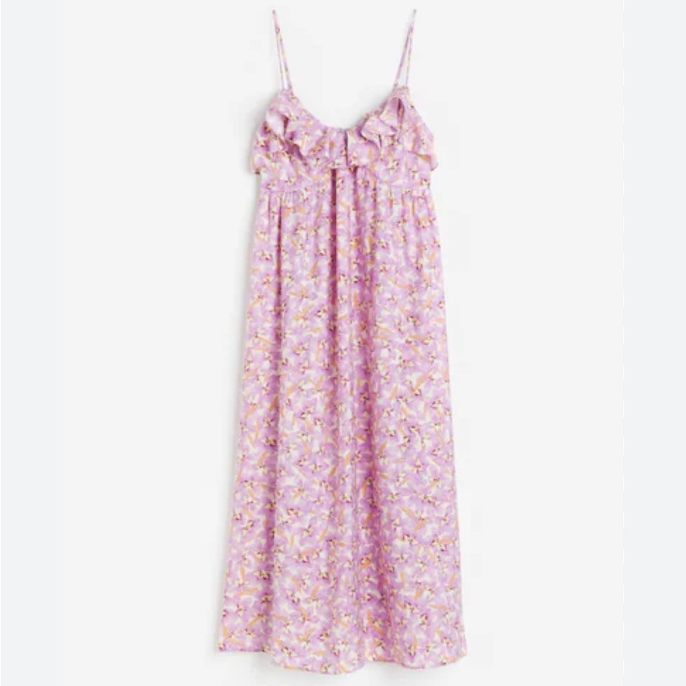 H&M sleeveless floral maxi dress with ruffle v neck